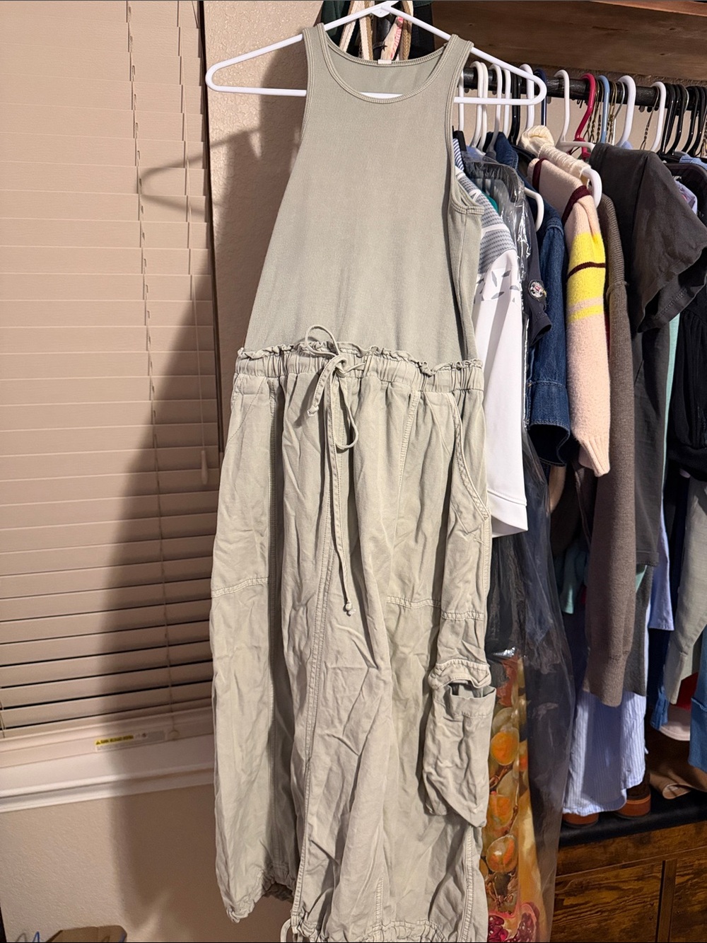 Olive Drawstring Utility Jumpsuit